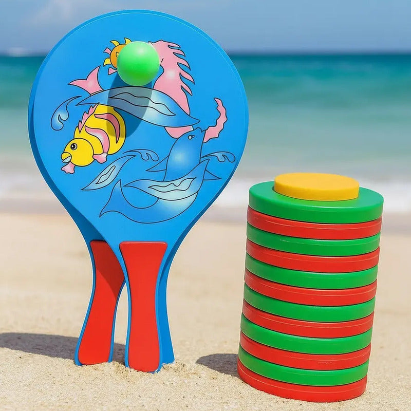 Set De Juguetes Para Playa Paletas + Juego De Tejo
