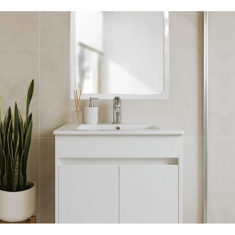 Bacha Lavatorio De Baño Rectangular De Empotrar 60x46cm Blanco Brillante