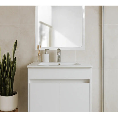 Bacha Lavatorio De Baño Rectangular De Empotrar 60x46cm Blanco Brillante
