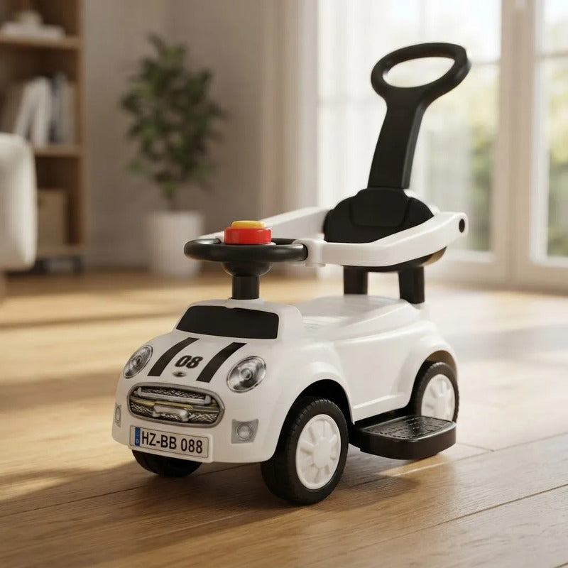 Auto Infantil Pata Pata Con Manija Y Respaldo Blanco