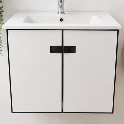 Mueble De Baño Moderno Y Compacto Con Bacha De Loza 60cm Blanco Un Agujero