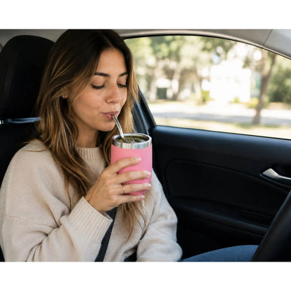 Mate Térmico Acero Inoxidable Con Tapa Hermética 360ml Blanco