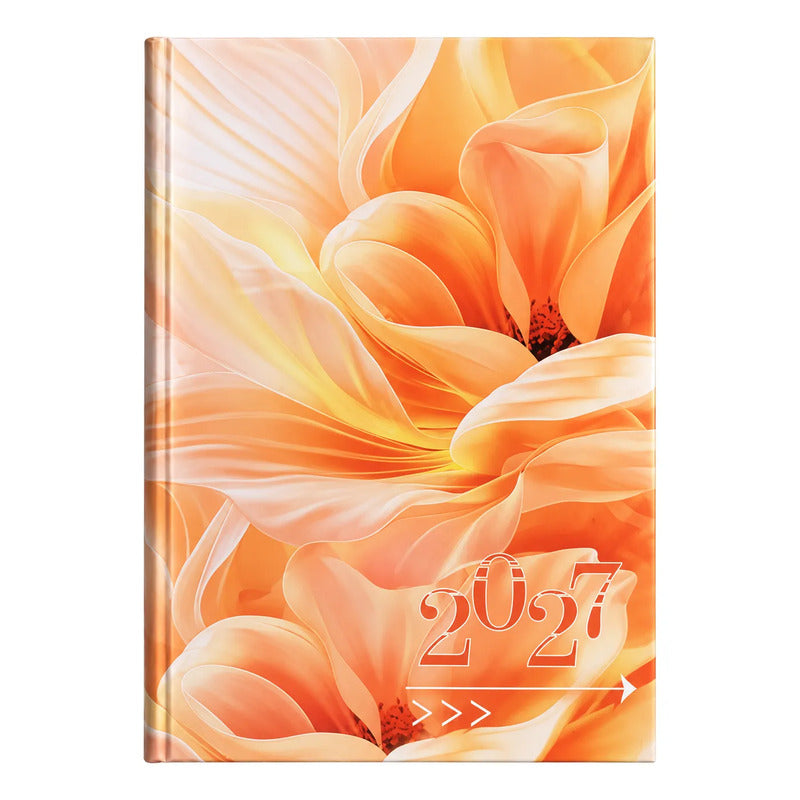 Agenda Diaria 2027 Mundo Express Diseño Flores Naranja Flores 2027