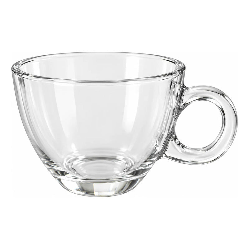 Set De 6 Tazas De Vidrio 180ml Transparente Liso