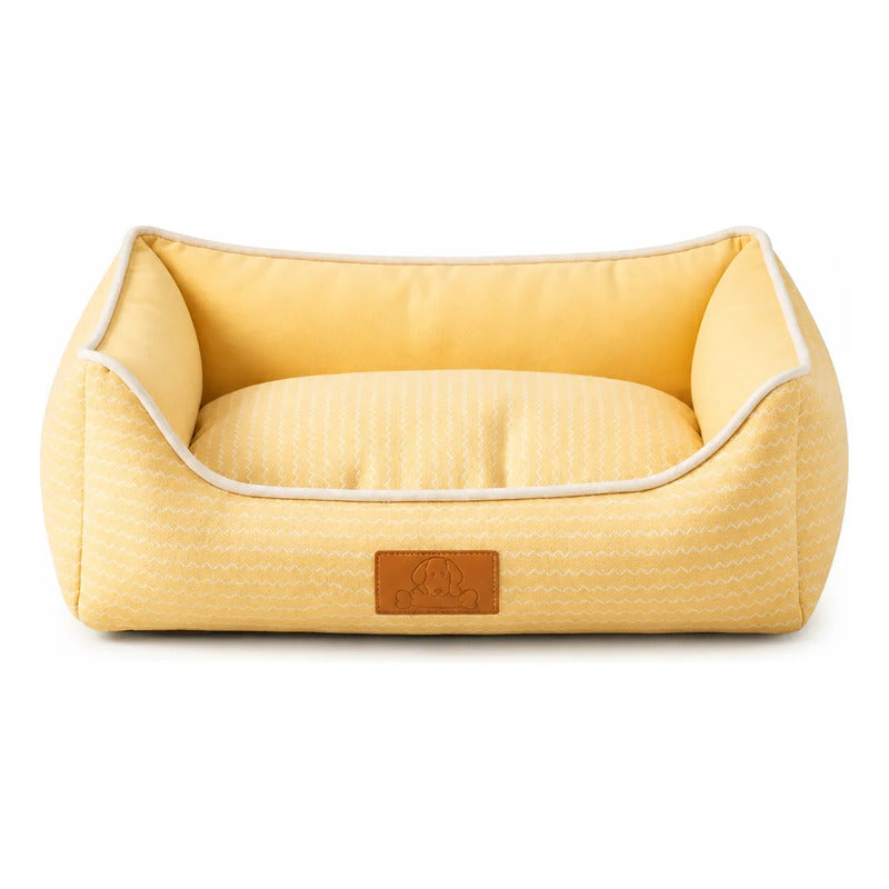Cama Colchón Para Mascotas Chevron 50x45x18 Cm Amarillo Liso
