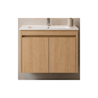Set Completo De Baño Espejo Led Y Mueble Con Bacha 58x49x47 Madera Blanco Un Agujero