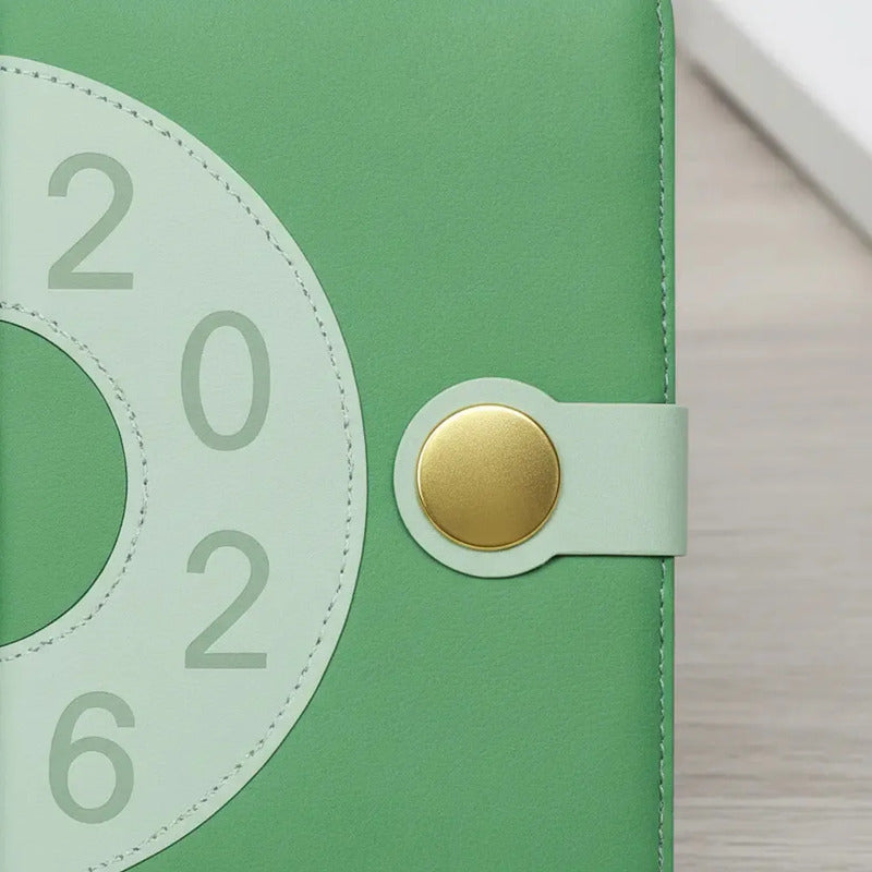 Agenda 2026 Retro Chic Diseño Vintage Cierre Magnetico Verde Retro Verde 2026