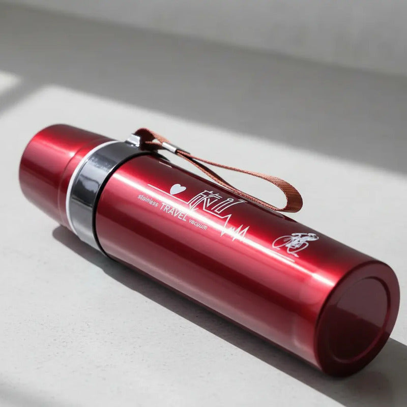 Termo De Acero Inoxidable 500ml Con Tapón Cebador Rojo
