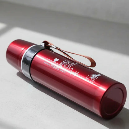 Termo De Acero Inoxidable 500ml Con Tapón Cebador Rojo