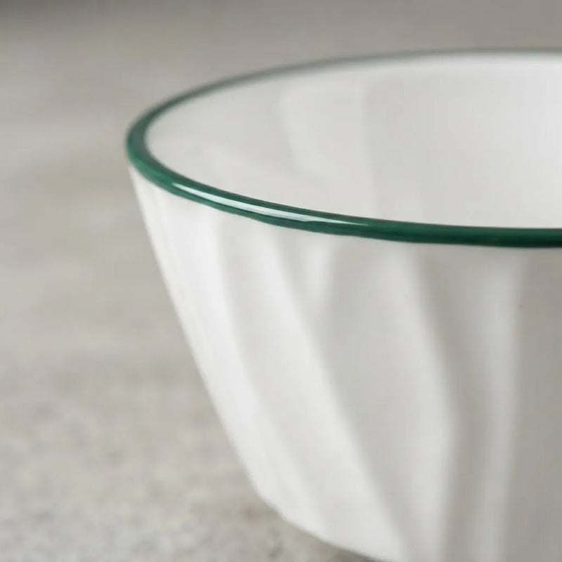 Bowl Blanco Y Verde Set X 6 12x6 Cm Blanco