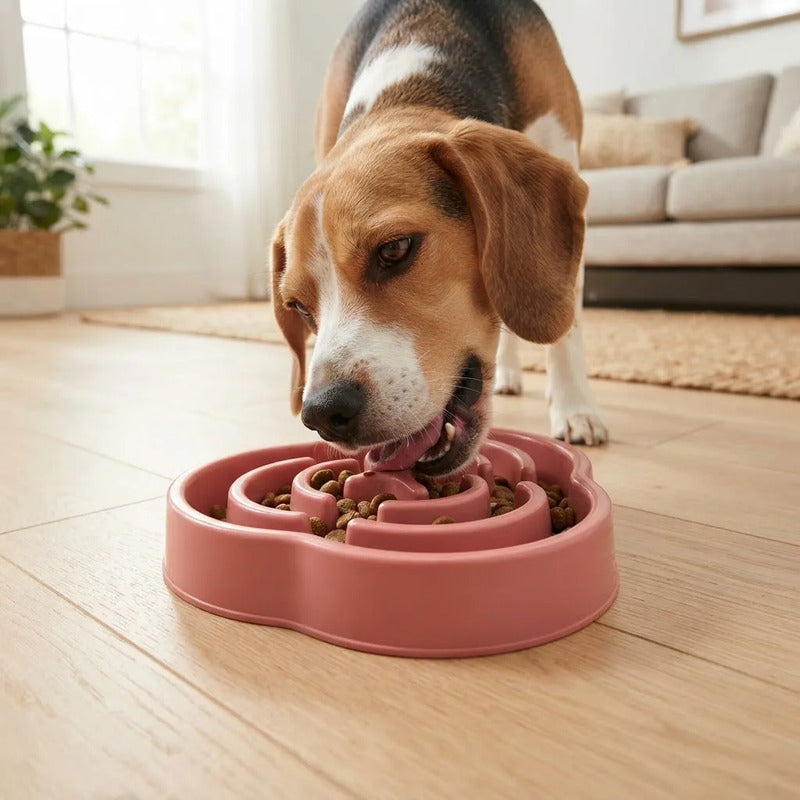 Comedero Didáctico Para Mascotas Con Relieve Rosa