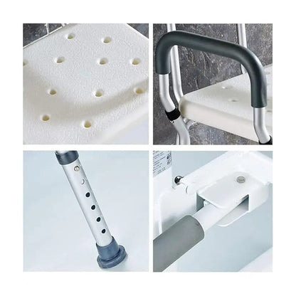 Silla Para Ducha En Aluminio Altura Regulable Con Agarradera