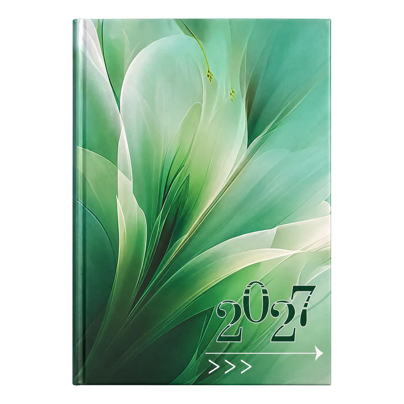 Agenda Diaria 2027 Mundo Express Diseño Flores Verde Flores 2027