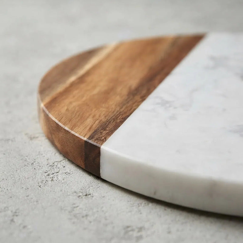 Tabla De Picar Combinada De Madera Y Mármol Blanca Mármol Blanco
