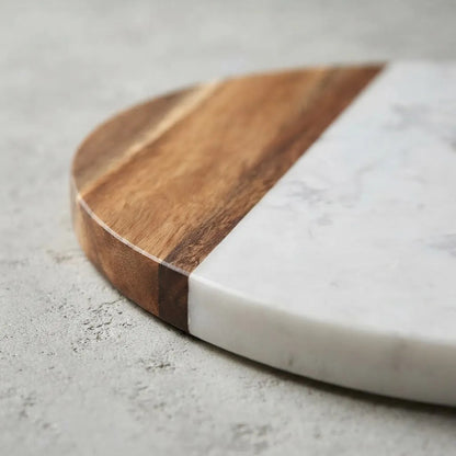 Tabla De Picar Combinada De Madera Y Mármol Blanca Mármol Blanco