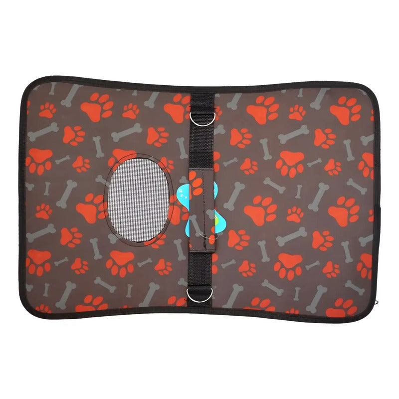 Bolso Transportador Mascotas De Viaje Perro Gato Huellas Rojo