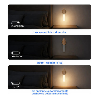 Lámpara Led Sensor De Movimiento Recargable Magnética Madera