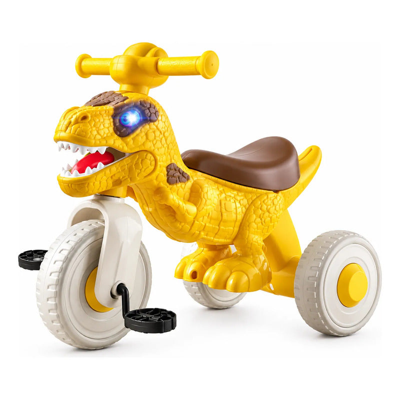 Triciclo Infantil Dinosaurio Con Pedales Y 3 Ruedas Amarillo