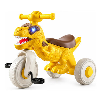Triciclo Infantil Dinosaurio Con Pedales Y 3 Ruedas Amarillo