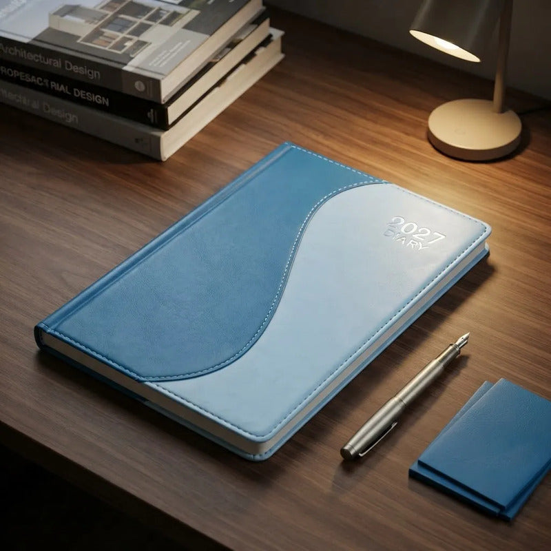 Agenda Diaria 2027 Mundo Express Diseño Liso Azul Lisa 2027