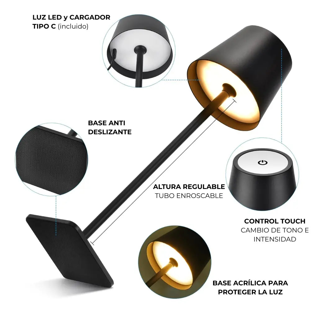 Lámpara Led De Mesa Recargable Inalámbrica