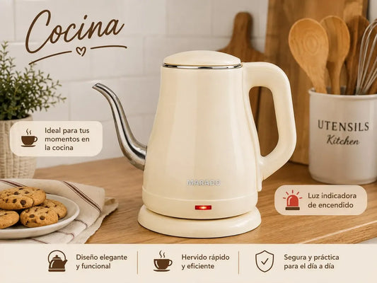 Jarra Electrica Marado Acero Inoxidable Plastico 1.2L Beige