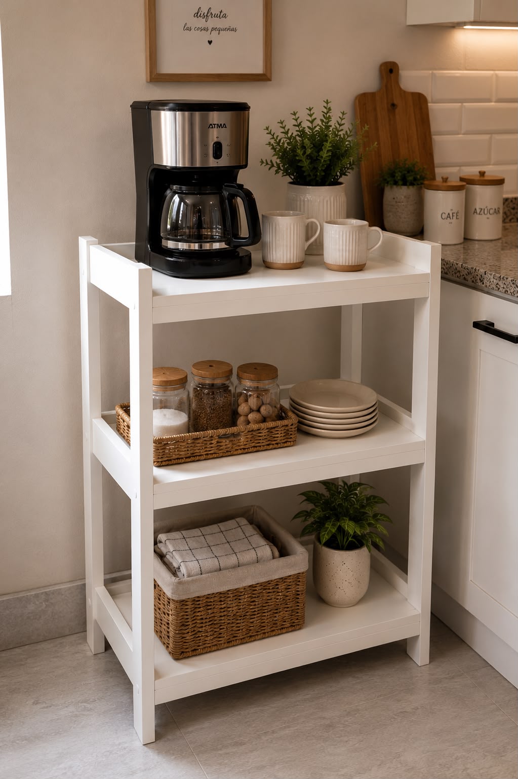Mueble Desayunador Aparador Nórdico Blanco