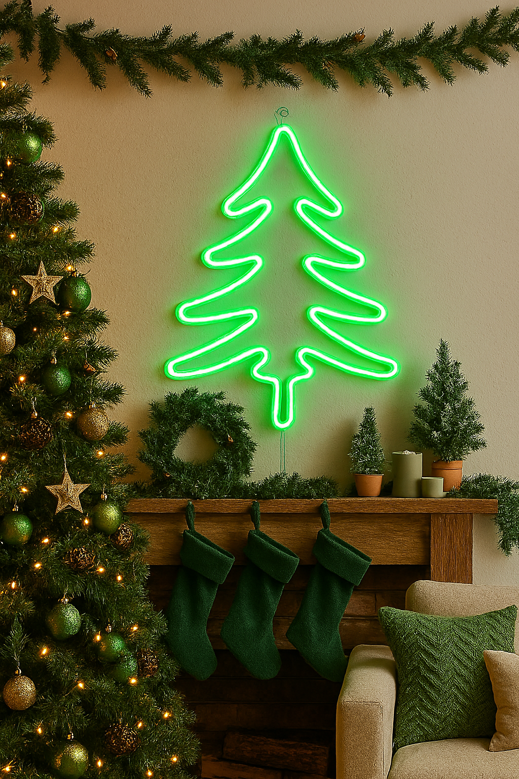 Árbol De Navidad De Neon Luces Led Decoracion Navidad