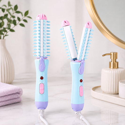 Cepillo Eléctrico 2 en 1 - Mini Buclera y Planchita de Pelo