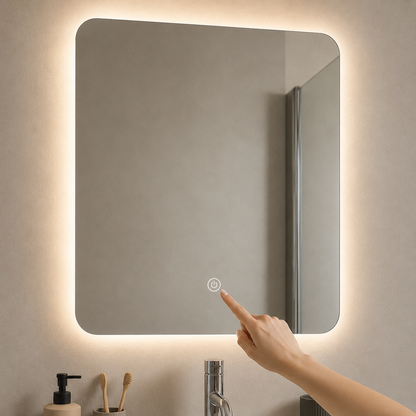 Set Completo De Baño Espejo Led Y Mueble Con Bacha 58x45x45,5cm